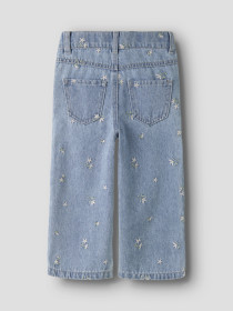 NAME IT Brede Jeans Rose Light Blue Denim Flower Emb
