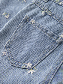 NAME IT Brede Jeans Rose Light Blue Denim Flower Emb