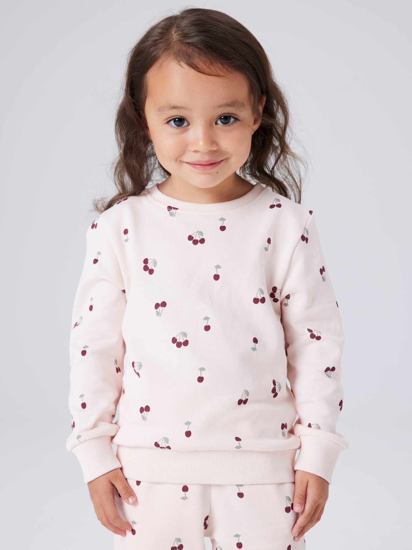 Name It Sweatshirt - Noos - NmfValba - Crystal Pink m. Kirsebær