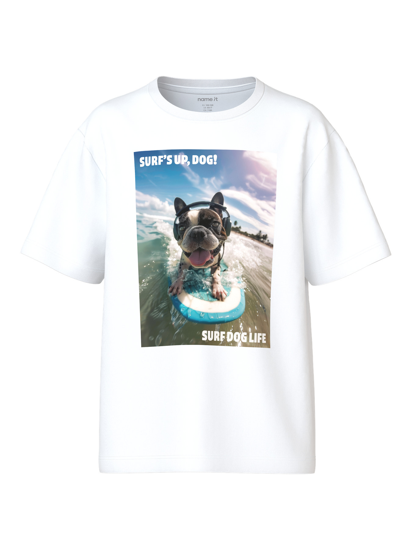 Name it Voto Bright White Surf Dog - T-shirt - hvid
