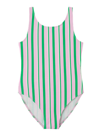 Name It Badedragt Pink Med Striber - Str. 7-8y 122/128cm