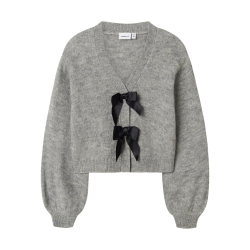 Name it Cardigan - NkfRina - Grey Melange/Black Bow