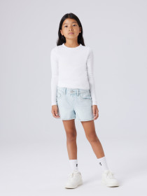 NAME IT Rhinsten Denim Shorts Rose Light Blue Denim
