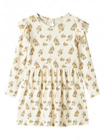 LIL ATELIER Rib Kjole Gavo Enk Turtledove Lemon