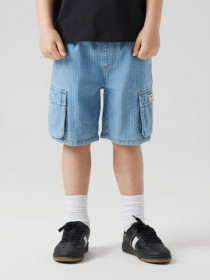 NAME IT Cargo Shorts Ryan Light Blue Denim Stripes
