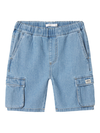 NAME IT Cargo Shorts Ryan Light Blue Denim Stripes