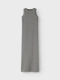NAME IT Rib Maxi Kjole Suraja Bright White Black