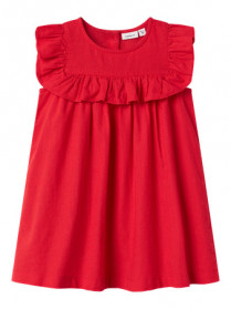 NAME IT Hør Kjole Falinnen Chinese Red