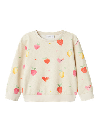 Name It Sweatshirt Peyote Melange Med Jordbær - Str. 5y 110cm
