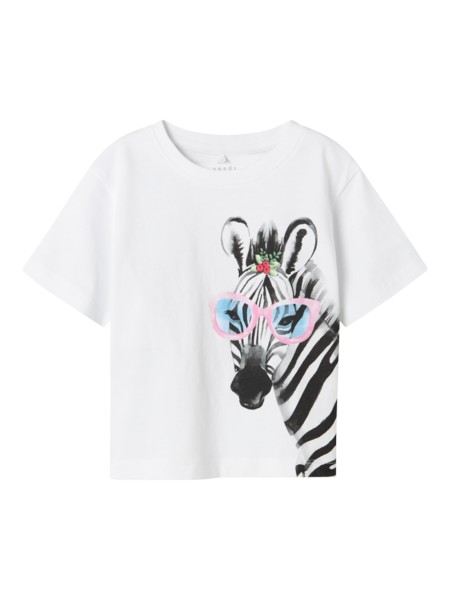 Name It T-shirt Hvid Med Zebraprint - Str. 2y 92cm