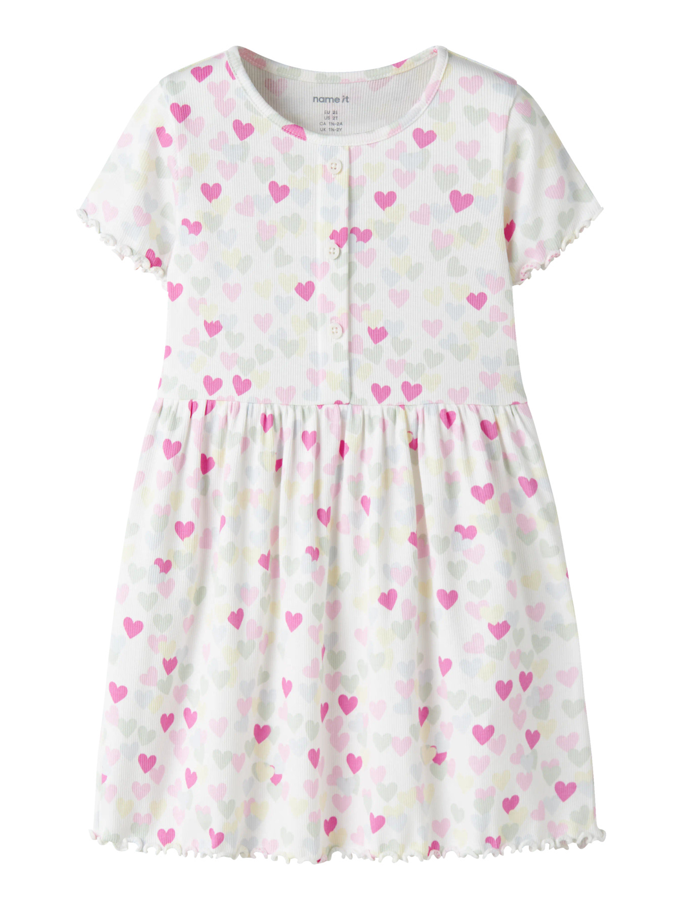 NAME IT Kortærmet Kjole Vemia Cloud Dancer Hearts billede