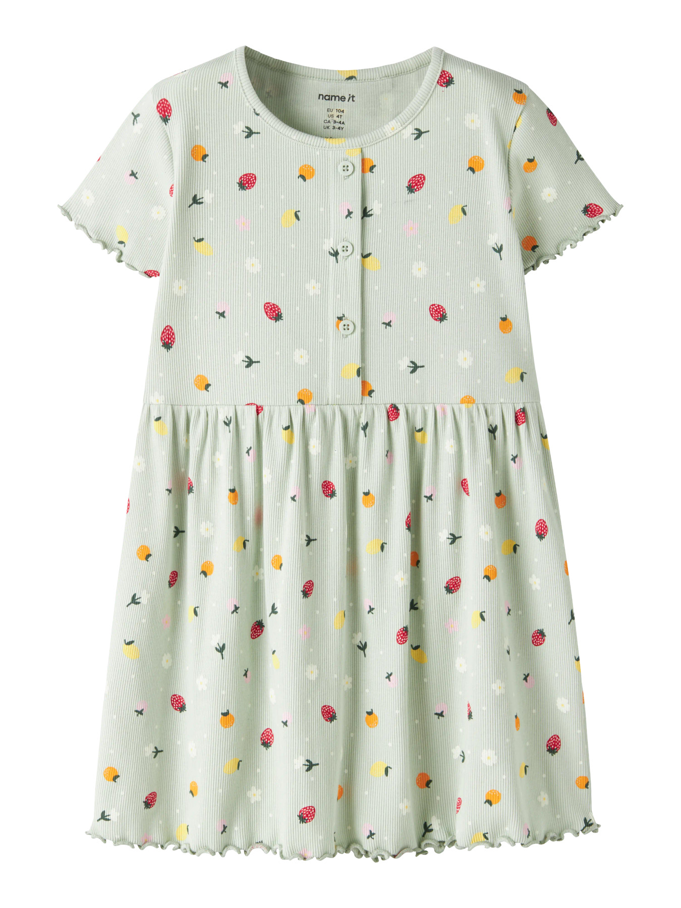 Name It Kjole - Rib - NmfVemia - Pale Aqua/Fruit Flowers
