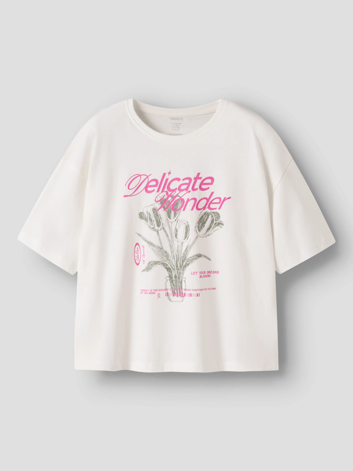 Name It T-shirt - NkfVeen - Cloud Dancer/Flowers