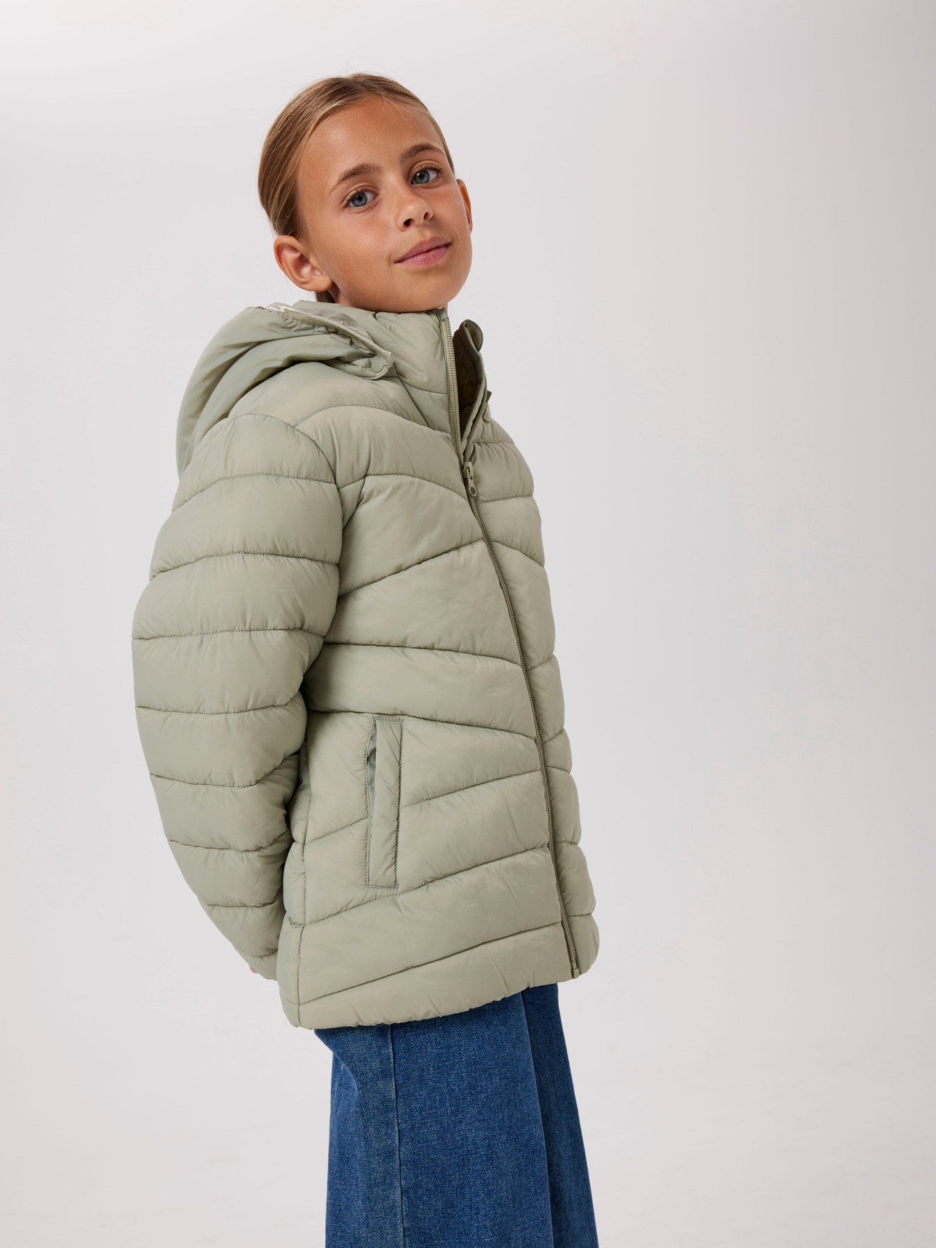 NAME IT Puffer Jakke Marble Seagrass
