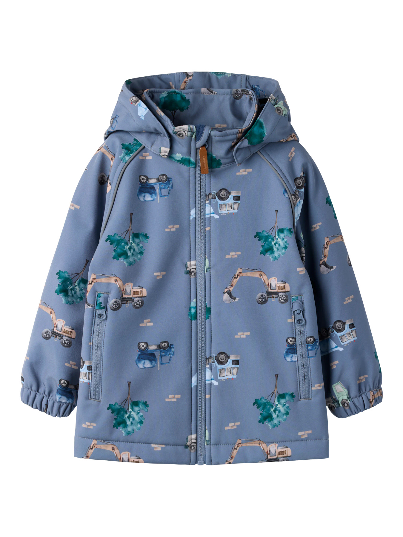 Name It Softshelljakke Flint Stone Med Arbejdsbilprint - Str. 2y 92cm