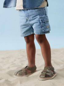  NAME IT Cargo Shorts Ryan Light Blue Denim Stripes