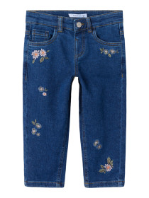 NAME IT Mom Jeans Bella Dark Blue Denim Flower 