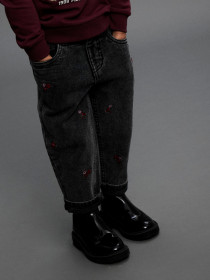 NAME IT Mom Jeans Bella Medium Grey Denim Flower