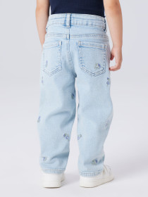 NAME IT Mom Jeans Bella Light Blue Denim Flower 