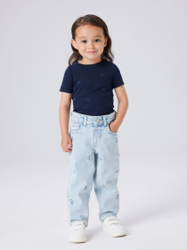NAME IT Mom Jeans Bella Light Blue Denim Flower 