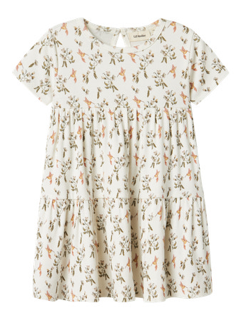 LIL ATELIER Rib Kjole Lavo Coconut Milk Humming Bird billede