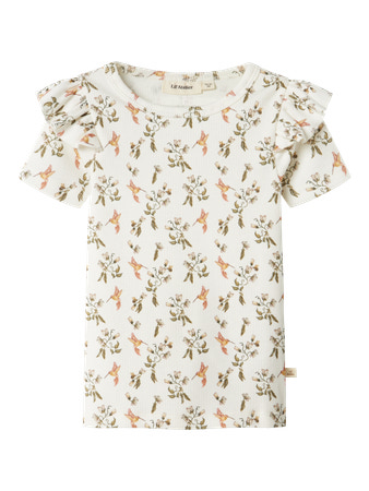 LIL ATELIER Rib T-shirt Lavo Coconut Milk Humming Bird