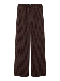 LMTD Wide Bukser Kelle Poplin Chocolate Brown Stripes