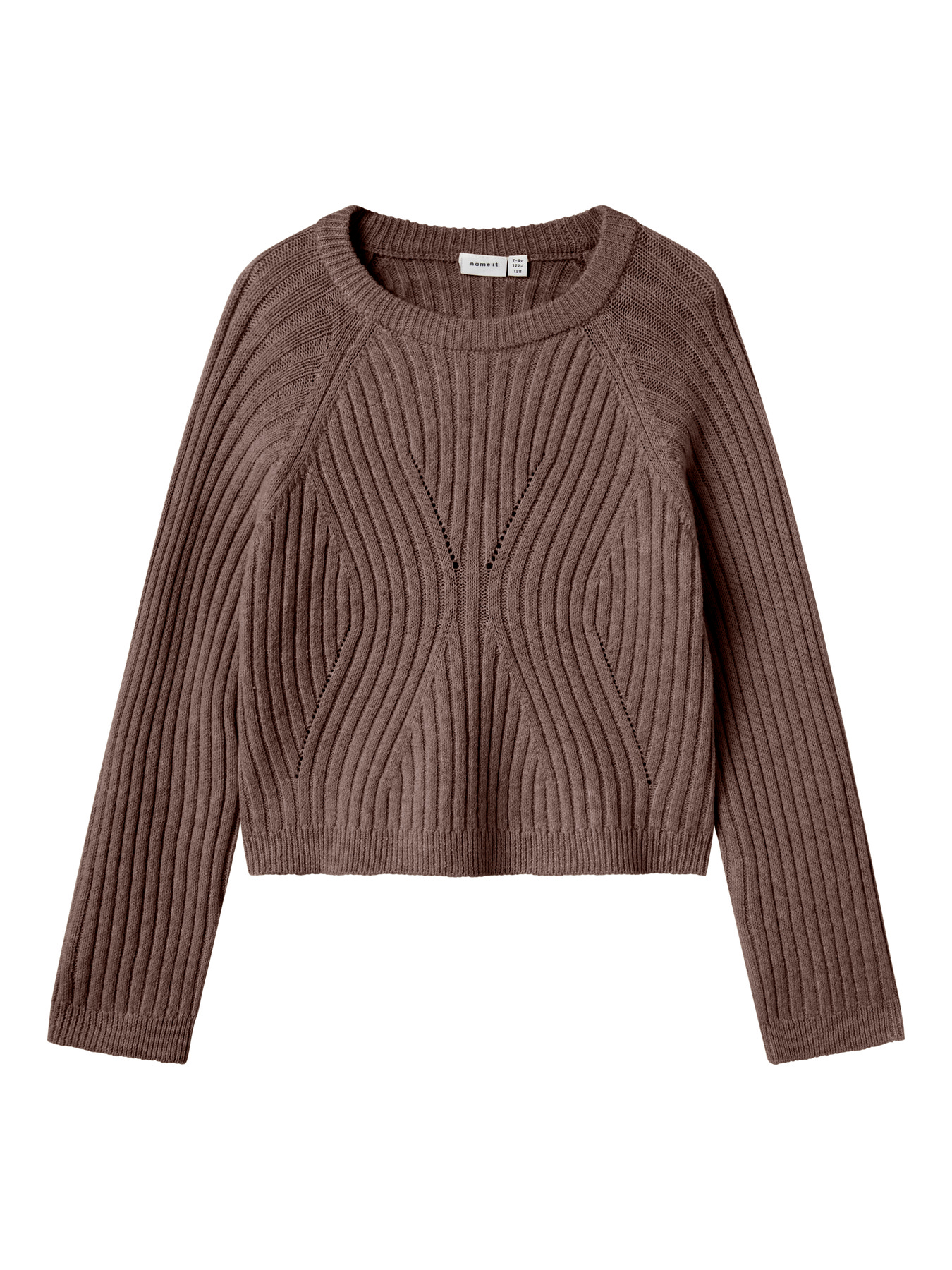 NAME IT Striktrøje Kort Rikine Coffee Quartz