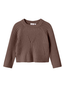 NAME IT Striktrøje Kort Rikine Coffee Quartz