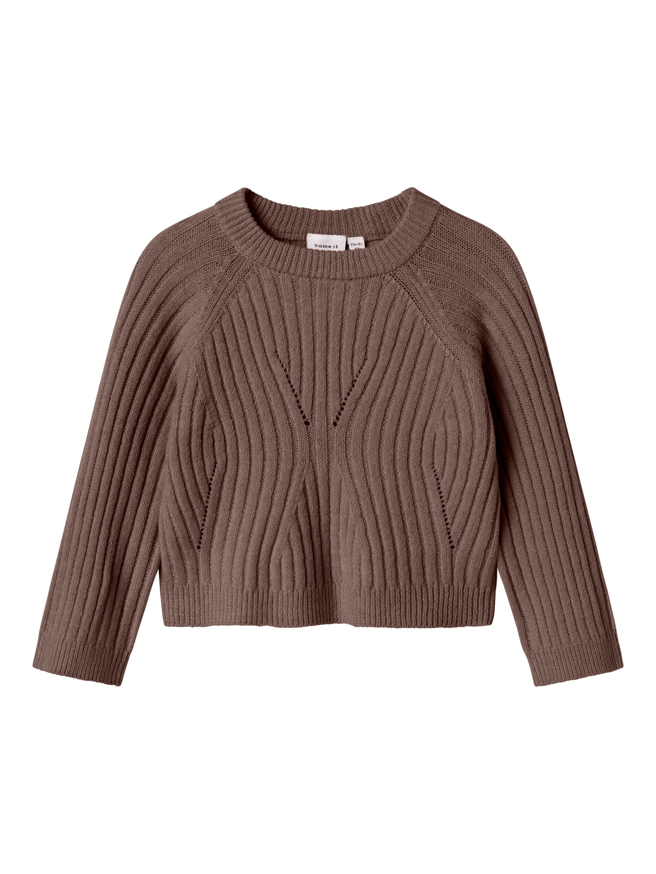 NAME IT Striktrøje Kort Rikine Coffee Quartz