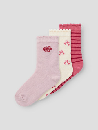 Name It Strømper - 3-pak - NmfKimi - Cloud Dancer/Burnished Lila