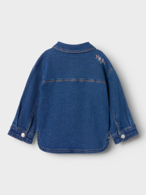 NAME IT Denim Jakke Kara Dark Blue Denim Flower Emb