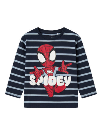 NAME IT Langærmet Bluse Josue Spidey Navy Blazer Dusty Blue