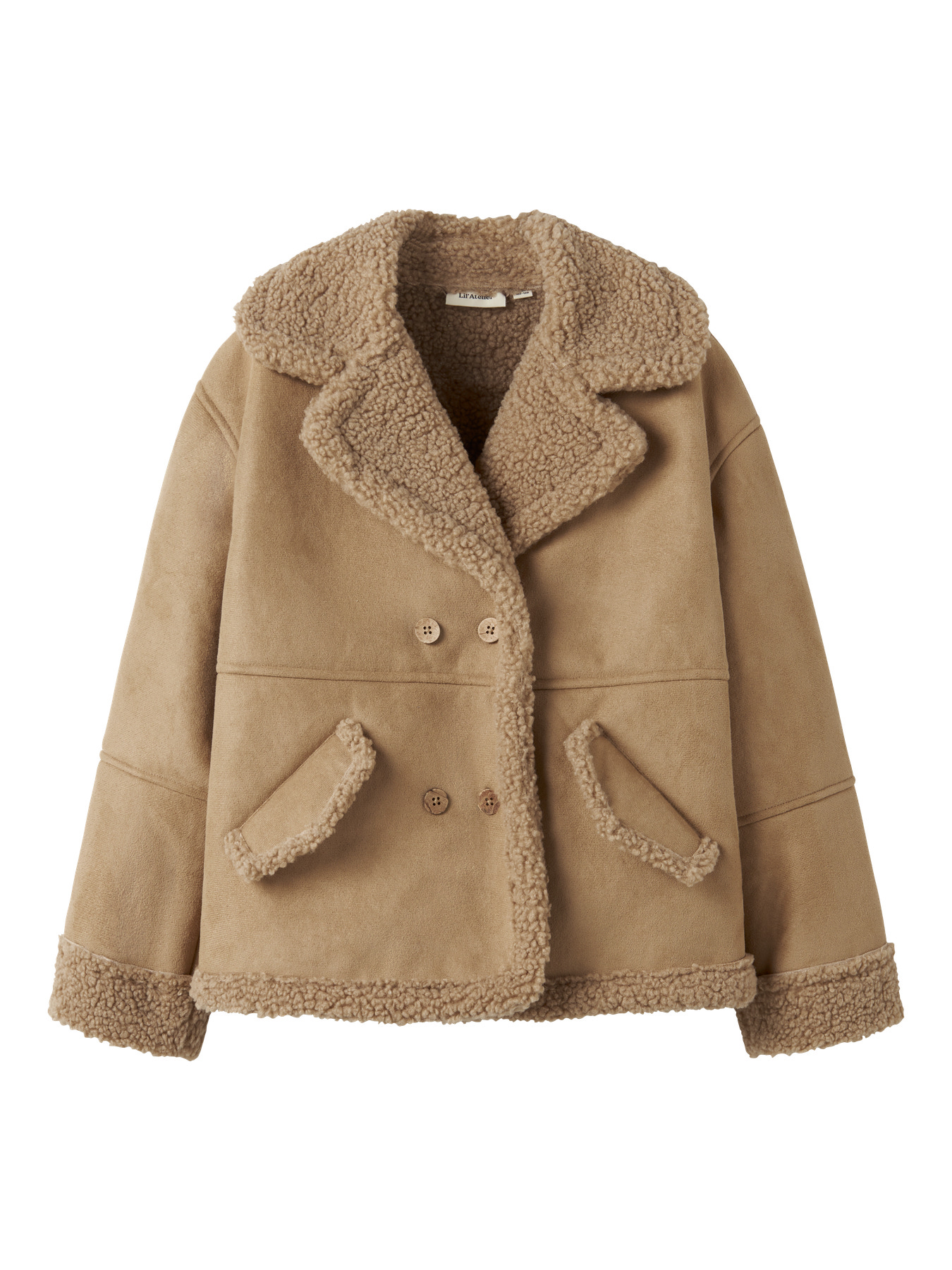 LIL ATELIER Oversized Teddy Jakke Nester Oxford Tan