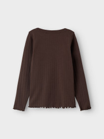 NAME IT Langærmet Bluse Lalla Seal Brown