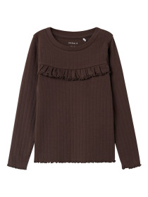 NAME IT Langærmet Bluse Lalla Seal Brown