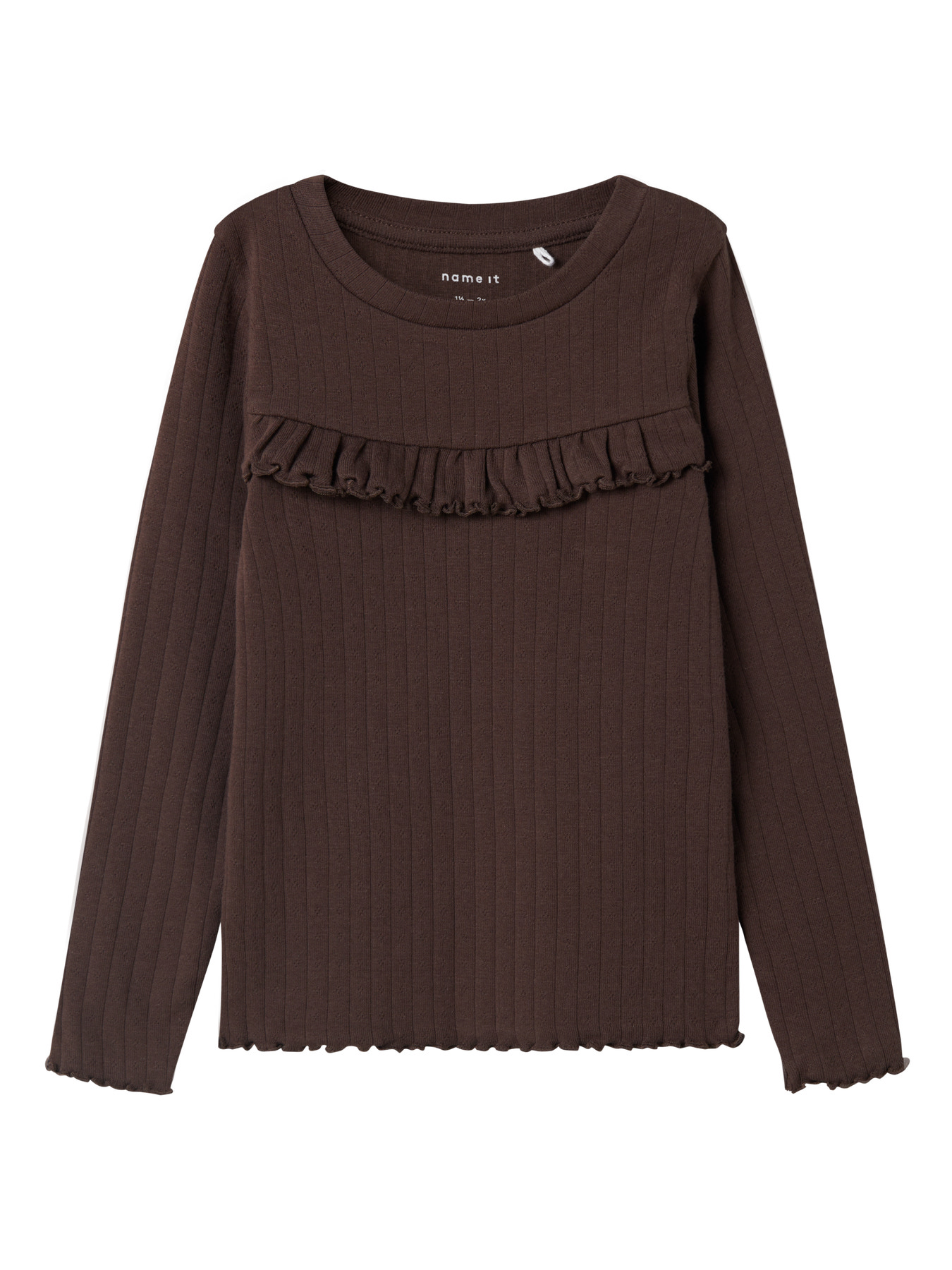 NAME IT Langærmet Bluse Lalla Seal Brown