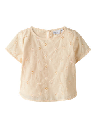 Name It Top Buttercream Med Broderi Og Knaplukning - Str. 5y 110cm