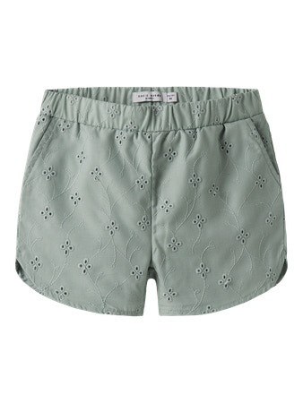 Name It Shorts Aqua Gray Med Broderi Og Justerbar Talje - Str. 6y 116cm