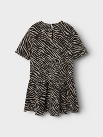 NAME IT Kjole Zebra Twill Cement Black Zebra