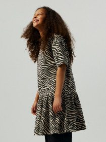NAME IT Kjole Zebra Twill Cement Black Zebra