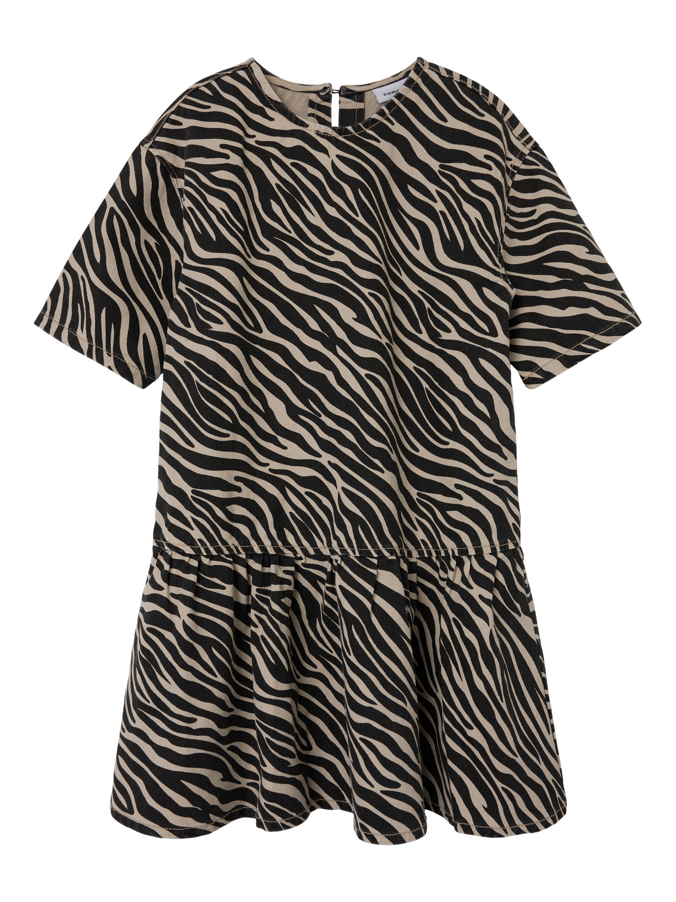 Name It Zebra Twill Kjole - Cement Black Zebra