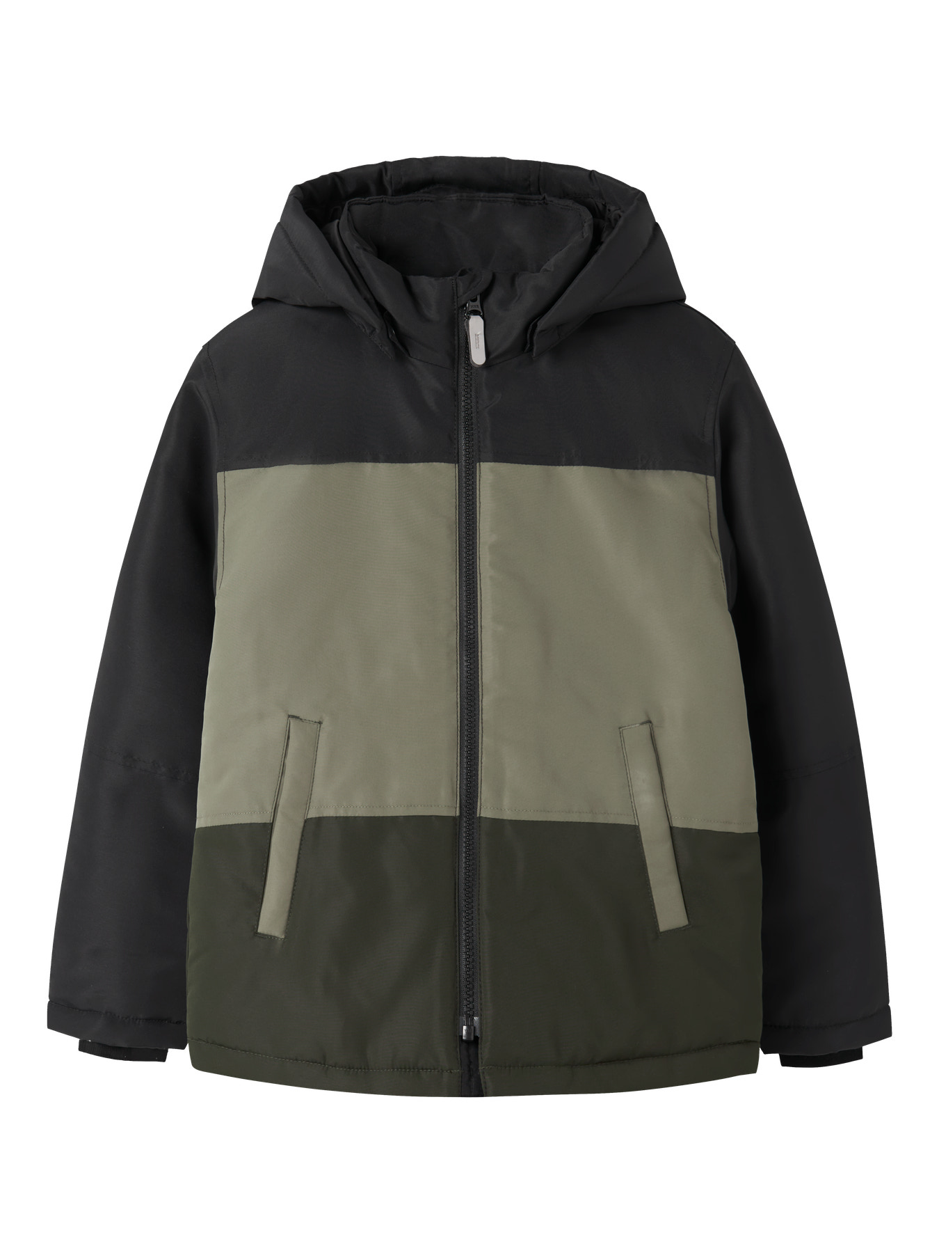 Name It Vinterjakke Dusty Olive Med Refleksdetaljer Og Aftagelig Hætte - Str. 11y 146cm