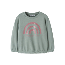 NAME IT Sweatshirt Viluba Green Milieu Glitter Rainbow