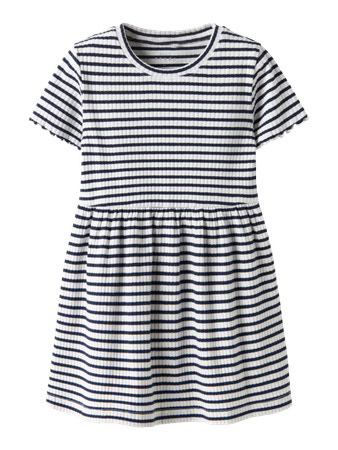 NAME IT Rib Kjole Vemma Bright White Blue