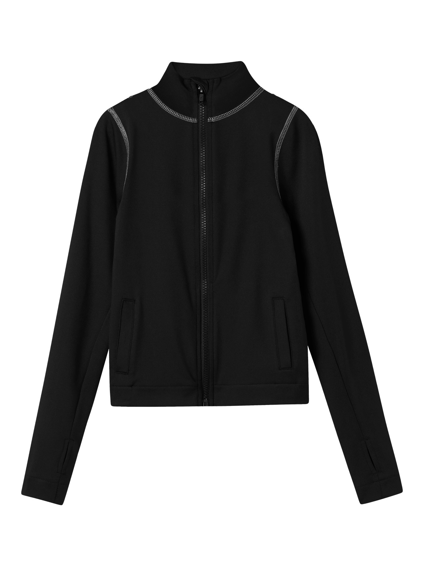Name It Sporty Cardigan Sort Med Lynlås Og Høj Hals - Str. 7-8y 122/128cm