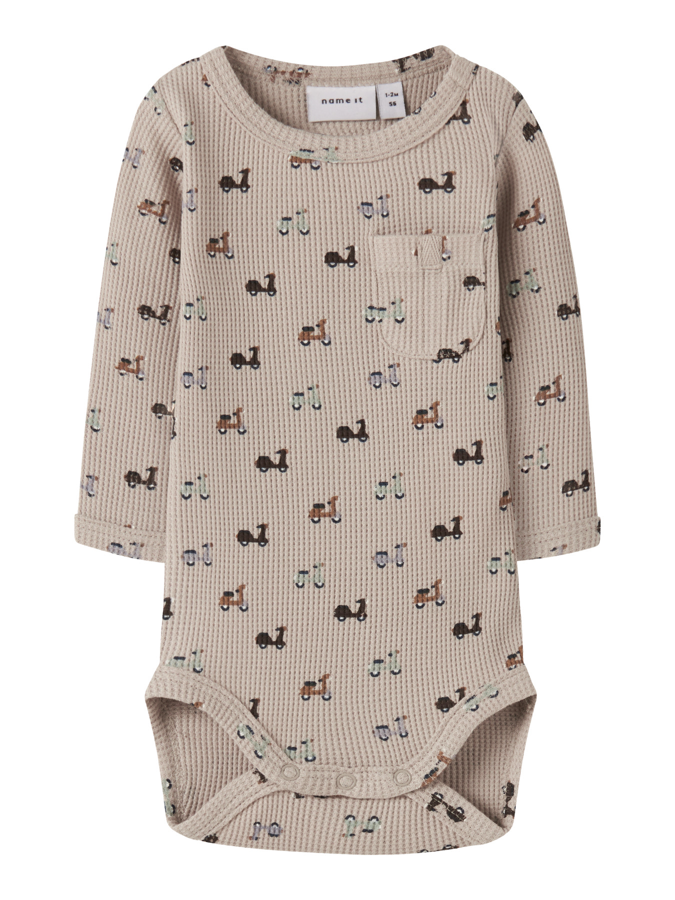 Name It Baby Body Island Fossil Med Print Og Brystlomme - Str. 3m 62cm