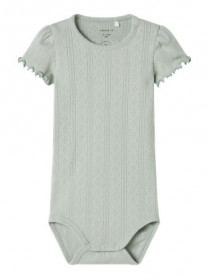 NAME IT Kortærmet Body Silke Aqua Gray
