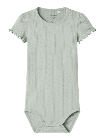 NAME IT Kortærmet Body Silke Aqua Gray