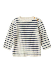 NAME IT Strik Trøje Ostripe Insignia Blue Cloud Dancer